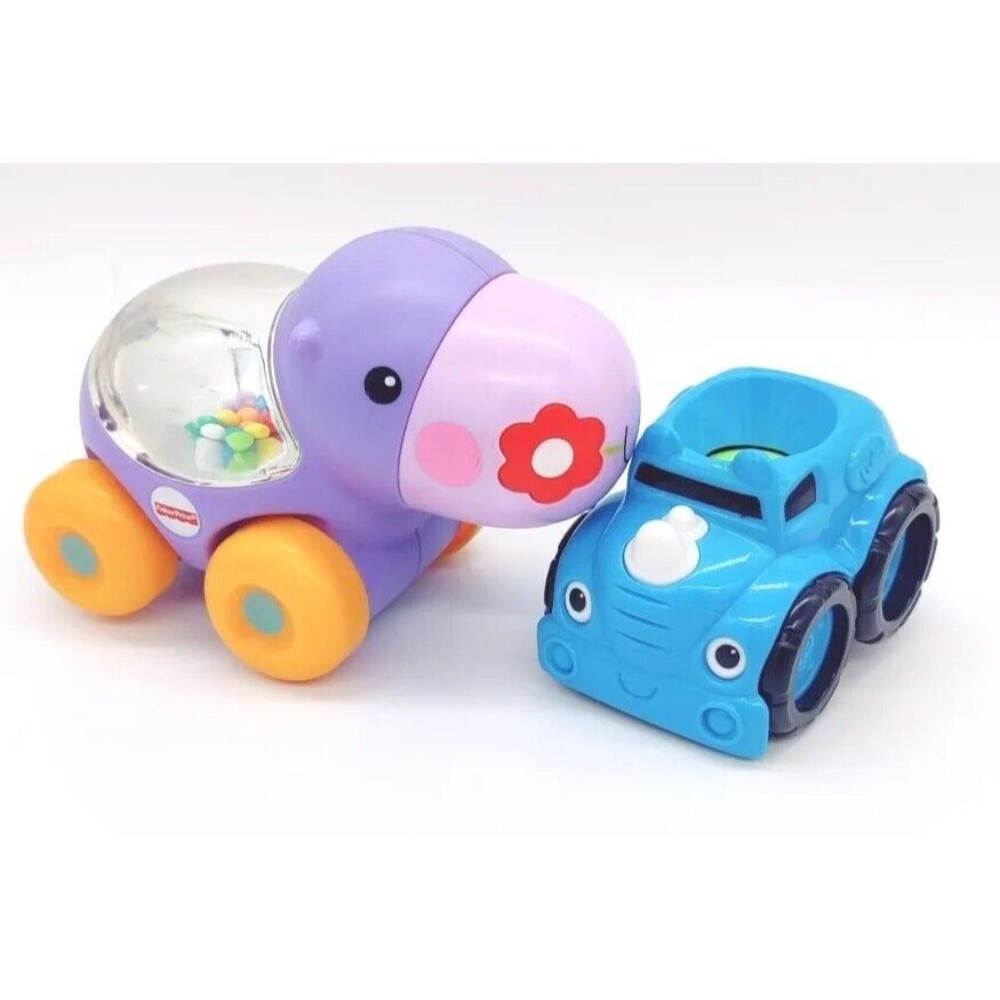 Fisher Price Poppity Pop Purple Hippo Roller Cars Baby Development Toy Poppers 2